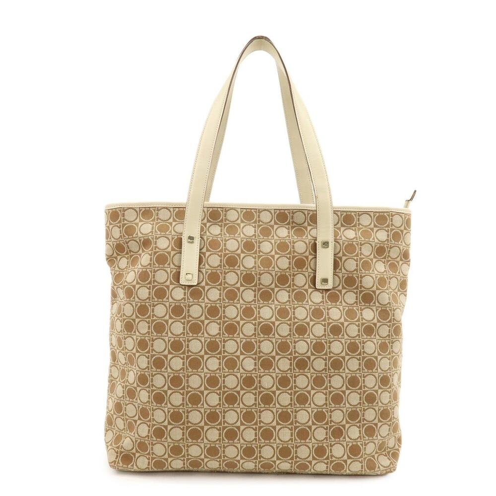 Ferragamo Gancini Canvas Tote Brown